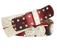 Ladies Beautiful Red Rhinestone Belt